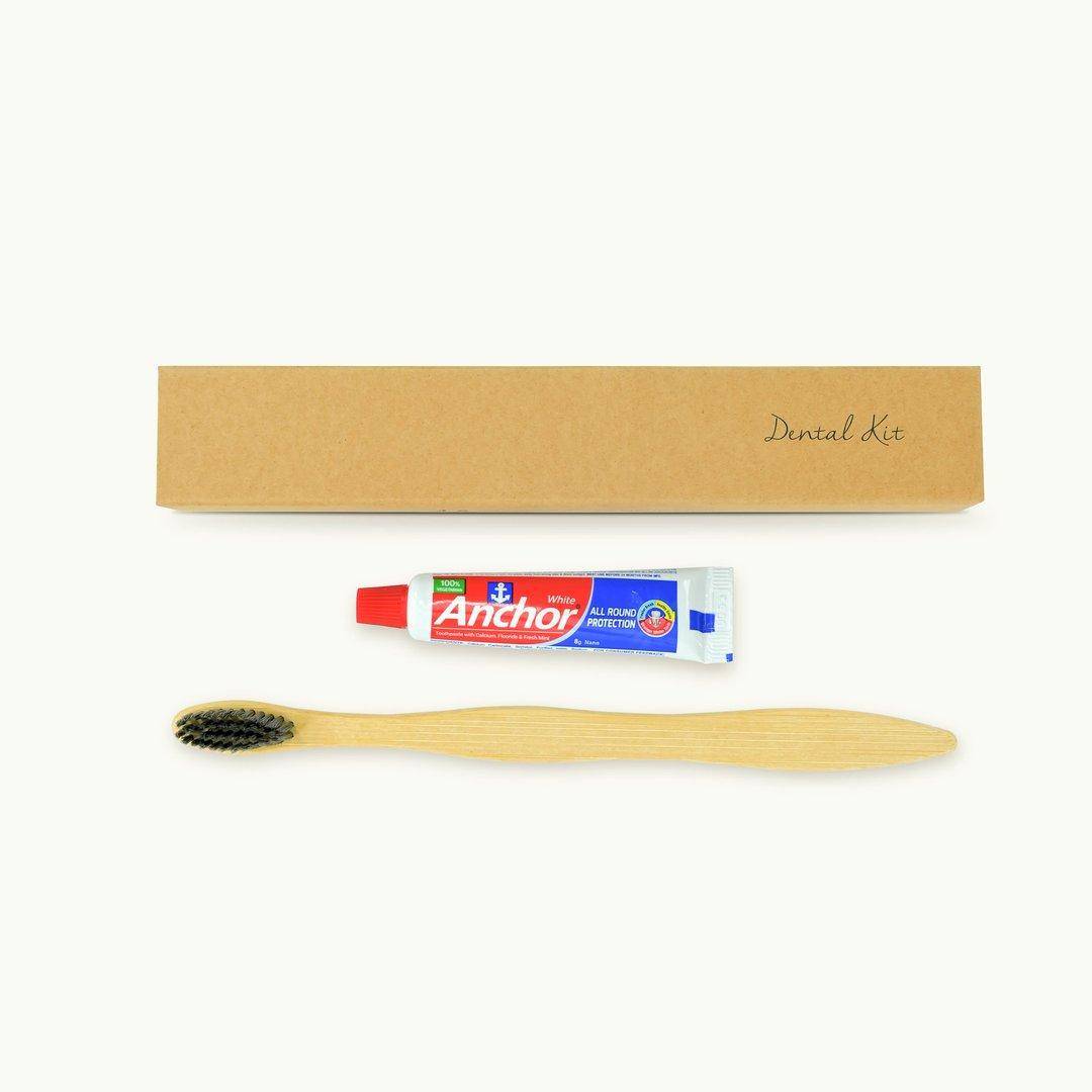 Dental Kit Bamboo Toothbrush & Toothpaste, Kraft Box Series - Thumbnail 2