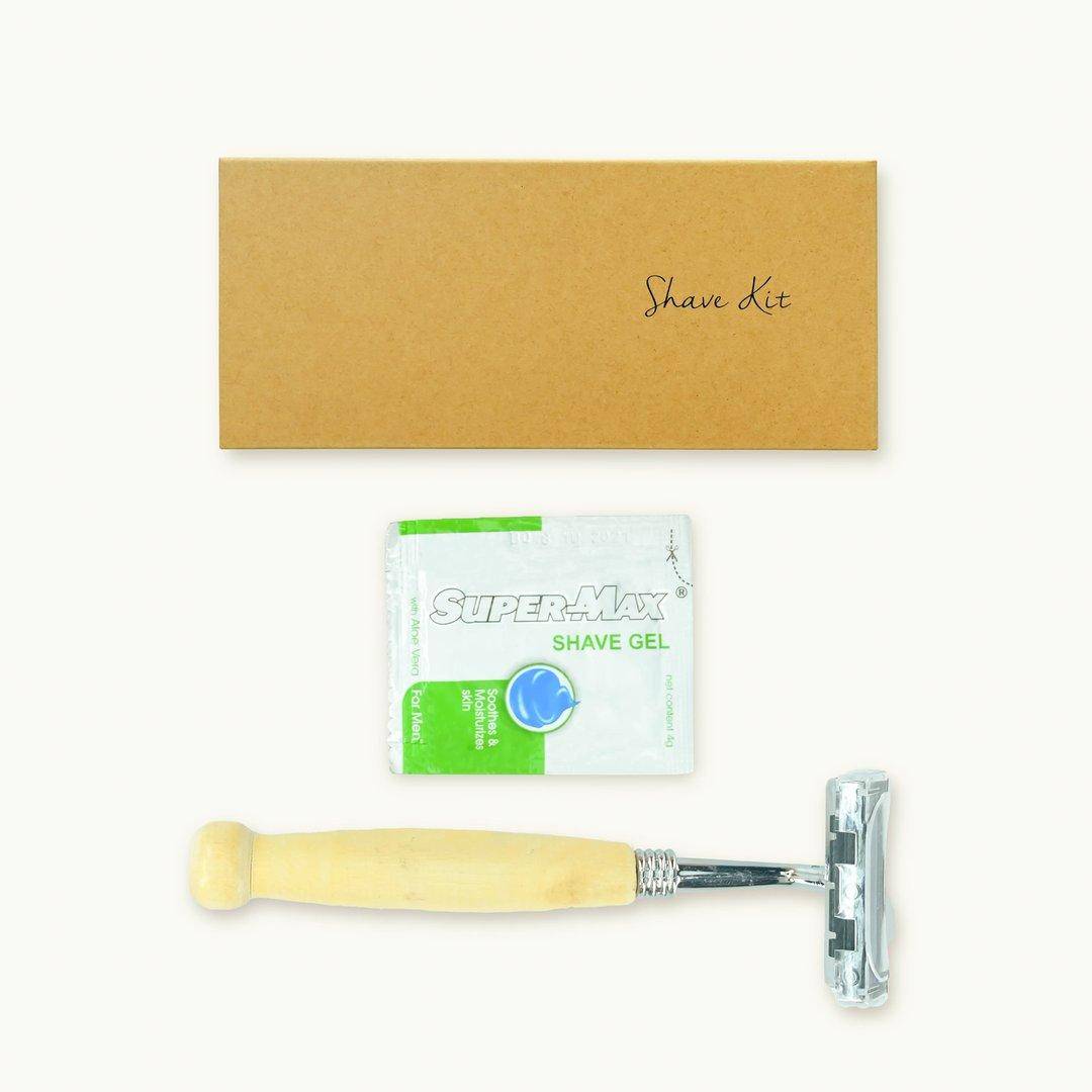 Bamboo Shaving Kit in Kraft Box (Bamboo Twin Blade Razor & Gel)
