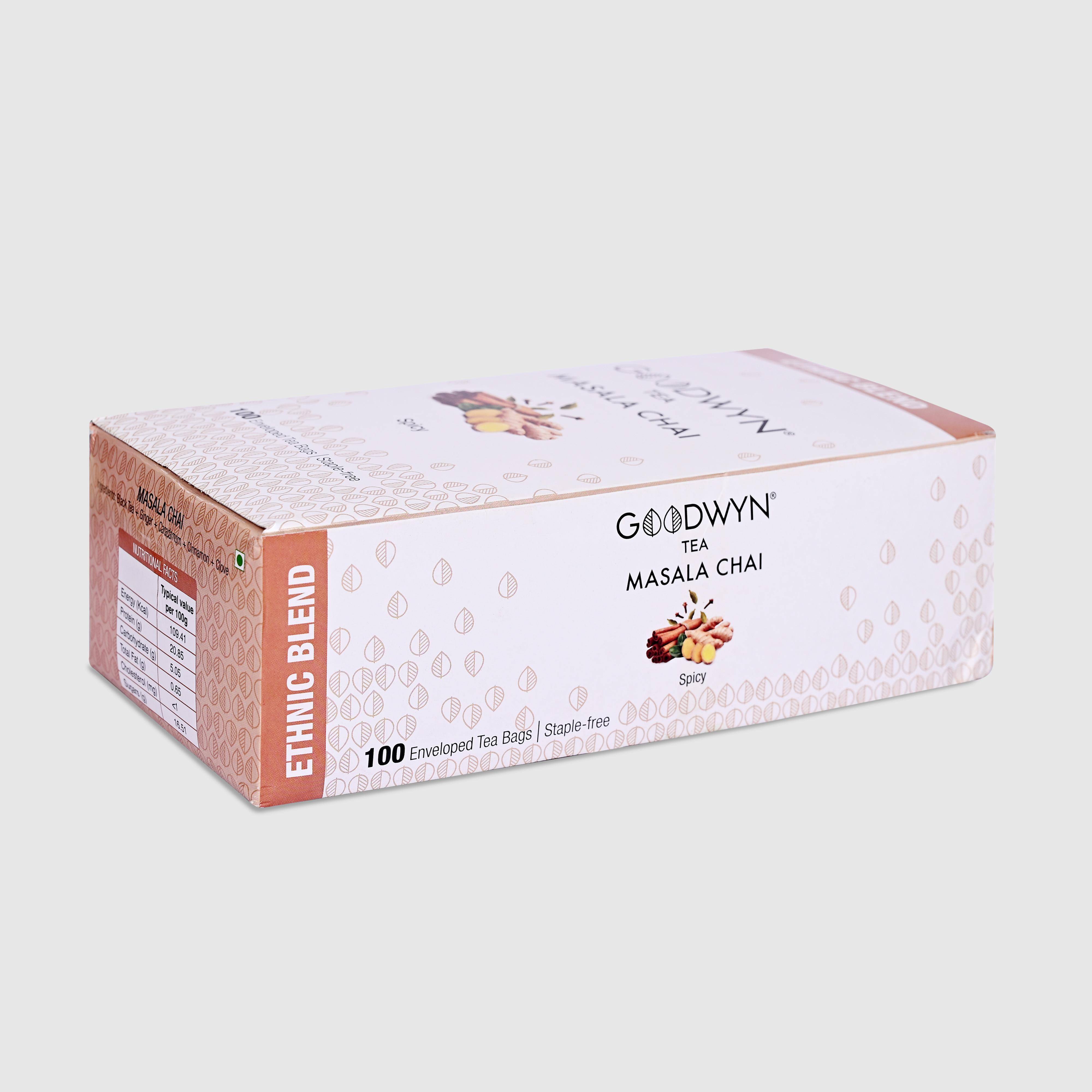 Goodwyn Masala Chai Enveloped Tea Bags 100s - Image 6