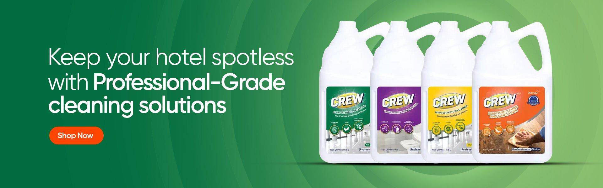 Professional cleaning chemicals for spotless hotel properties