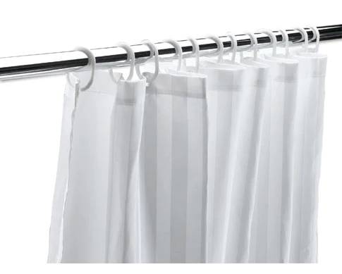 Image 2 of SOHUM Shower Curtain - 100% Polyester, White Stripe, With Rings